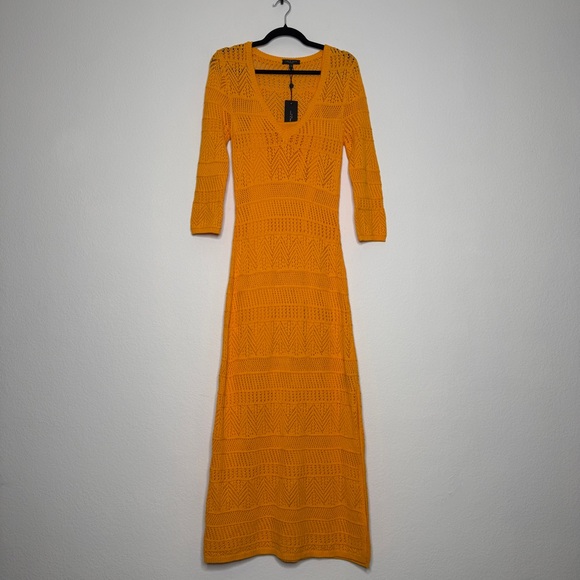 rag & bone Dresses & Skirts - Rag & Bone Renee Long Deep Yellow Knit Dress Side Slit Lined Size M NWT